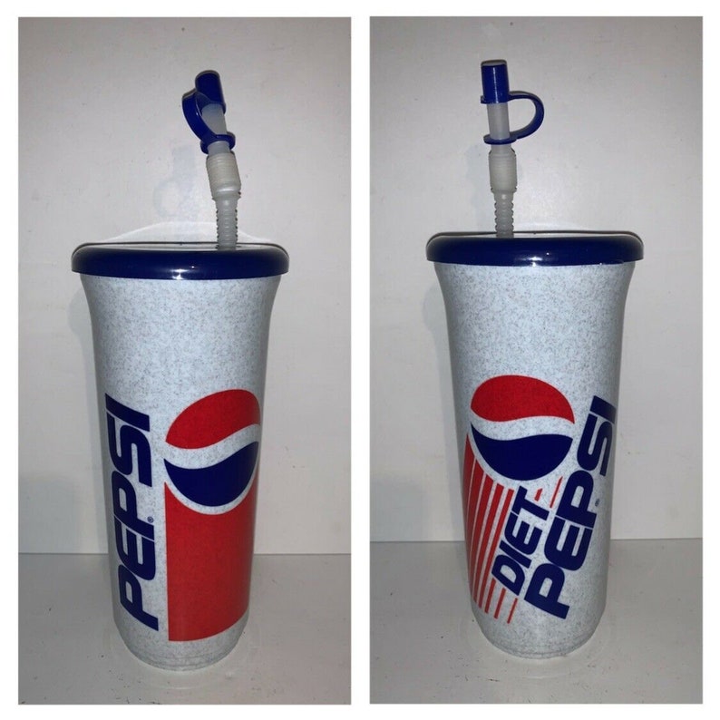 Vintage 90s Pepsi / Diet Pepsi Plastic Cup With Lid & Straw Etsy