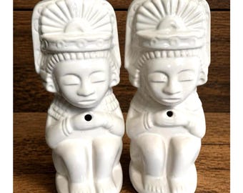 Vintage Hyatt Regency Acapulco Tiki Mug Pair Mayan Priest Ceramic Barware Kitsch