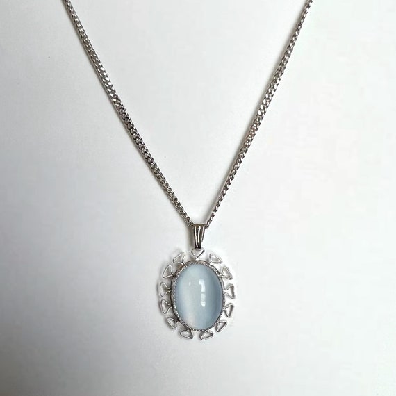 Vintage 925 Sterling Silver Light Blue Moonstone … - image 1