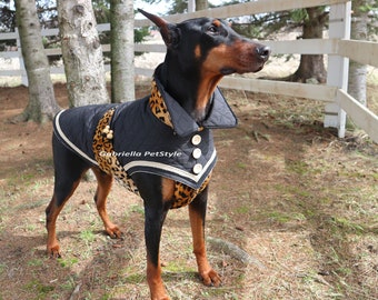 Dog Coat in black MASAI/Leopard