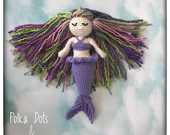 Shellina the Mermaid - amigurumi crochet mermaid doll pattern - Instant Download PDF Crochet Pattern - 2 sizes