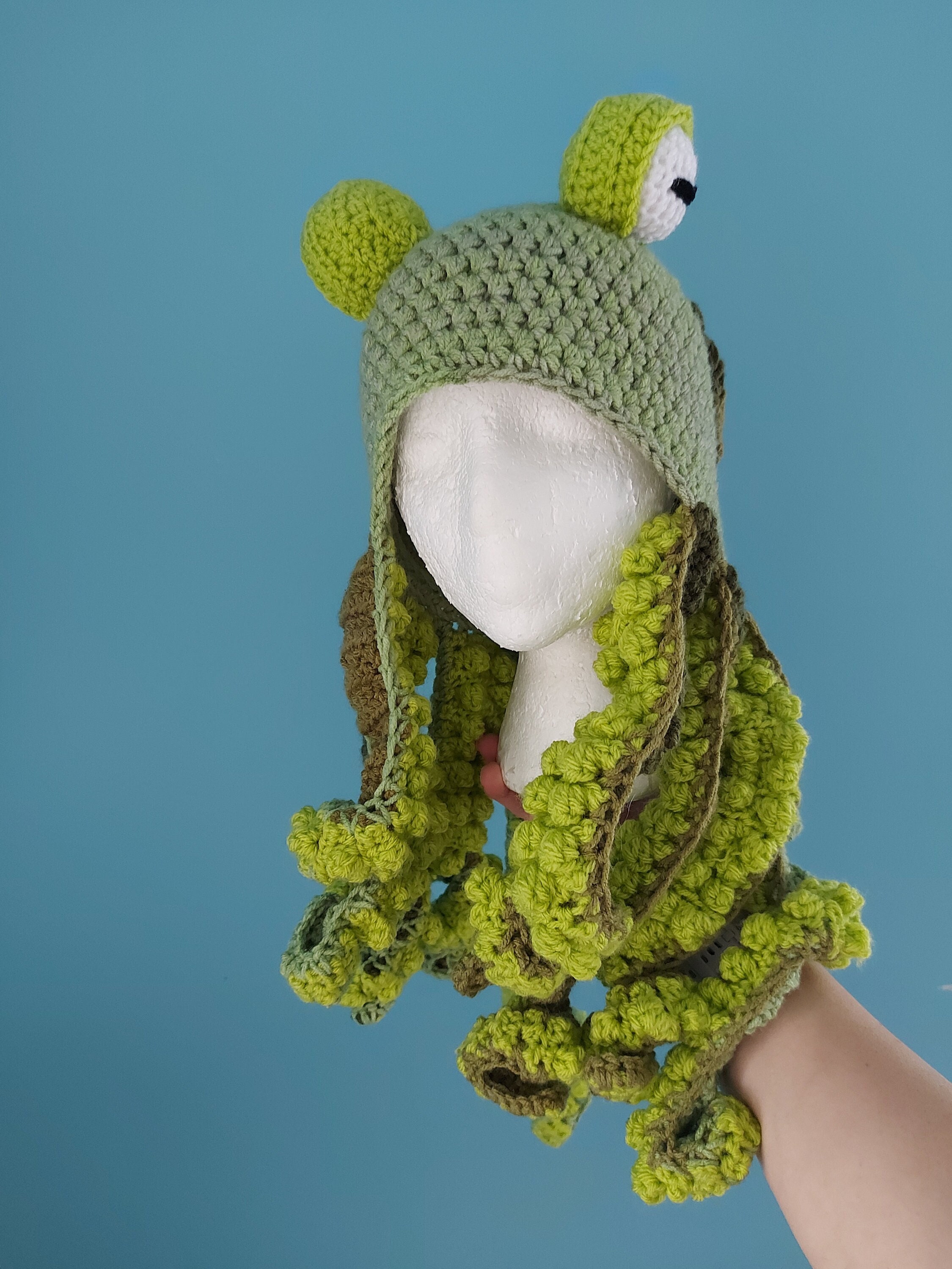 The Retro Striped Twisted Kraken Octopus Hat Crochet Made 