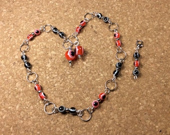 Row Counter - Number Row Counter for knitting or crochet - Counts to 100 - red and black - stitch marker - stitch saver - 11 us