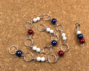 Row Counter - Number Row Counter for knitting or crochet - Counts to 100 - red, white and blue - usa - stitch marker - stitch saver - 11 us