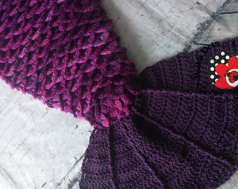 Mermaid tail blanket with fin - adult mermaid tail- kid mermaid tail - Crocodile stitch - Cocoon - Crochet afghan - ***MADE to ORDER**