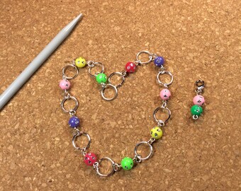 Row Counter - Number Row Counter for knitting or crochet - Counts to 100 - rainbow - chain marker - stitch marker - saver - 11 us
