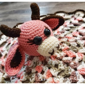 Sally the Strawberry Cow Lovey Crochet Pattern - Lovey Pal pattern - Crochet lovey - lovey doll -  - Amigurumi lovey pattern