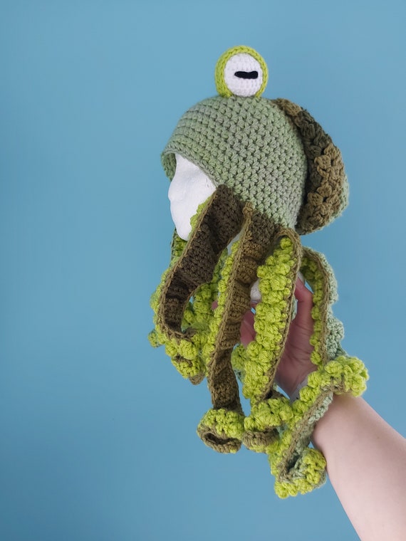 The Retro Striped Twisted Kraken Octopus Hat Crochet Made 
