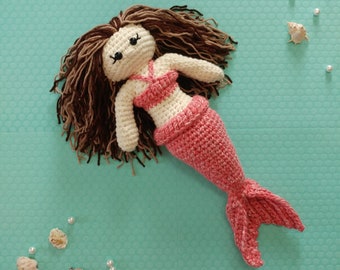 Pattern- Shellina the Mermaid - amigurumi crochet mermaid doll pattern - Instant Download PDF Crochet Pattern - 2 sizes