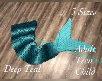 Pattern : Crochet Mermaid Tail Blanket  - 3 sizes - Shell stitch - Child , Teen & Adult mermaid afghan - instant download - PDF - tutorial