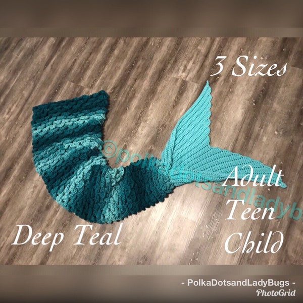 Pattern : Crochet Mermaid Tail Blanket  - 3 sizes - Shell stitch - Child , Teen & Adult mermaid afghan - instant download - PDF - tutorial