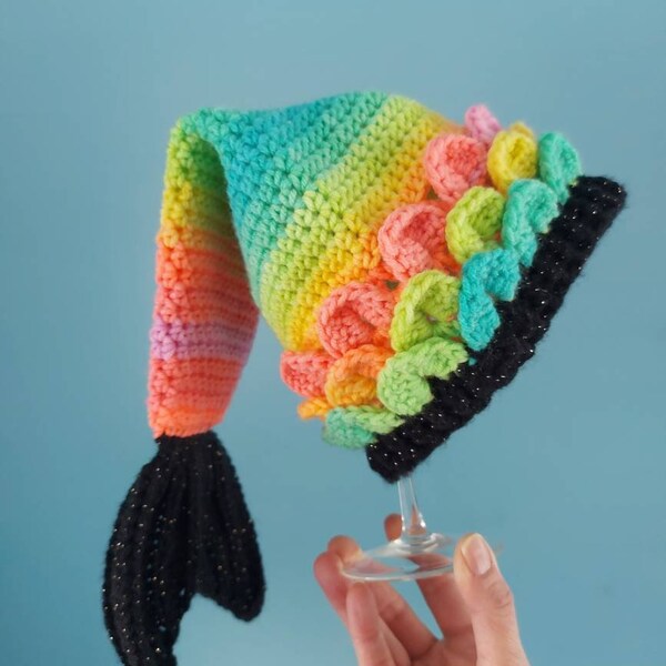 Child Mermaid Tail Hat  - Crochet slouchy beanie - ready to ship
