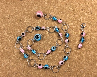 Row Counter - Number Row Counter for knitting or crochet - Counts to 100 - pink and blue - stitch marker - stitch saver - 11 us