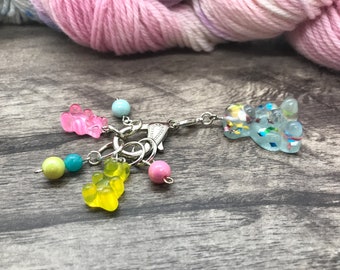 knit stitch markers - gummy bears - candy -teddy  bear