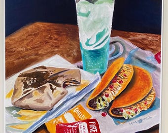 Taco Bell oil painting print by Brendan Kadey 11x14in