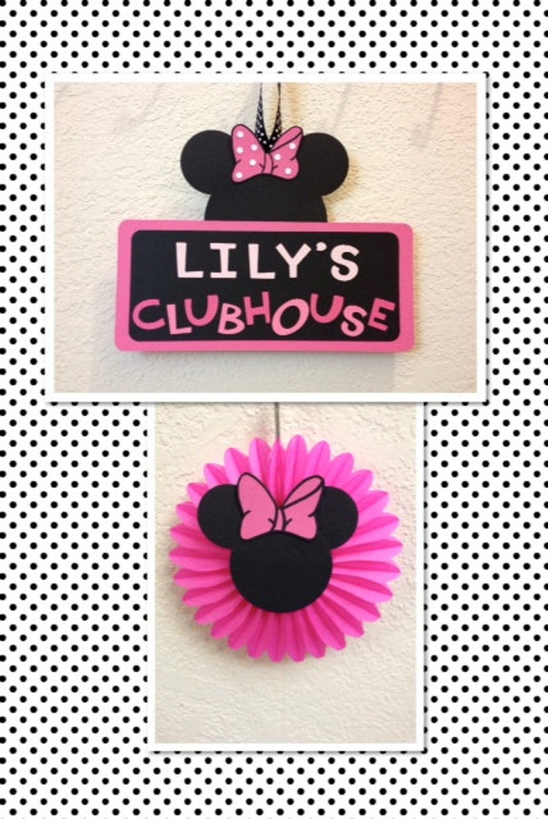 Minnie Centerpiece Minnie BannerMinnie Door Sign Personalized Minnie Mouse Birthday Decorations Package