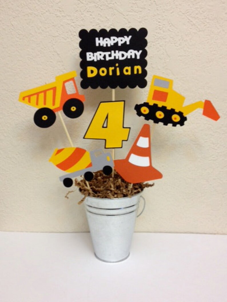 Construction Centerpiece Birthday Decoration Personalized Etsy