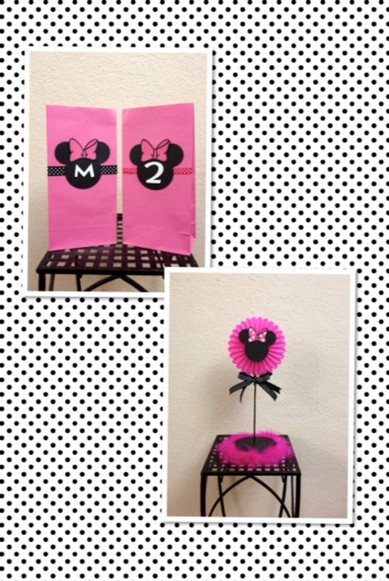 Minnie Centerpiece Minnie BannerMinnie Door Sign Personalized Minnie Mouse Birthday Decorations Package