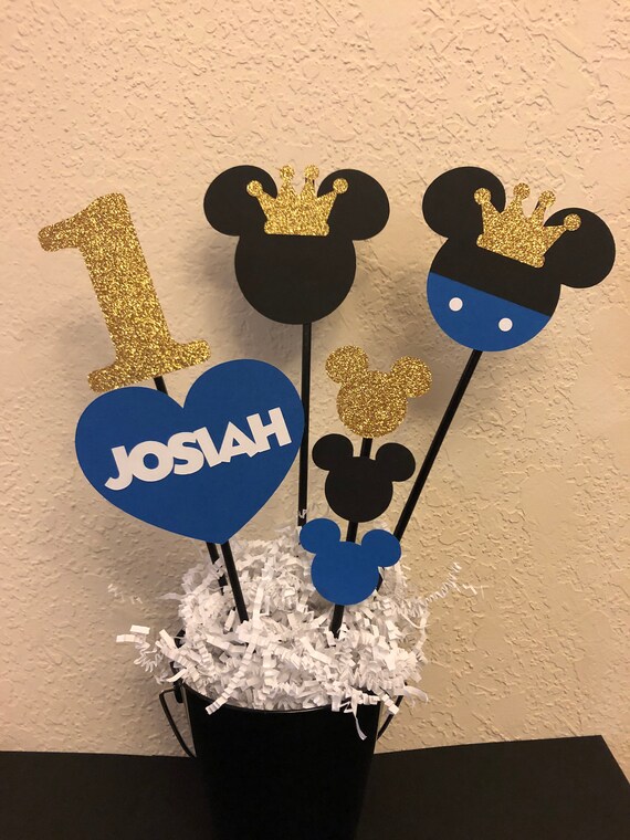 Royal Blue Prince Mickey Cumpleanos O Baby Shower Centerpiece Etsy