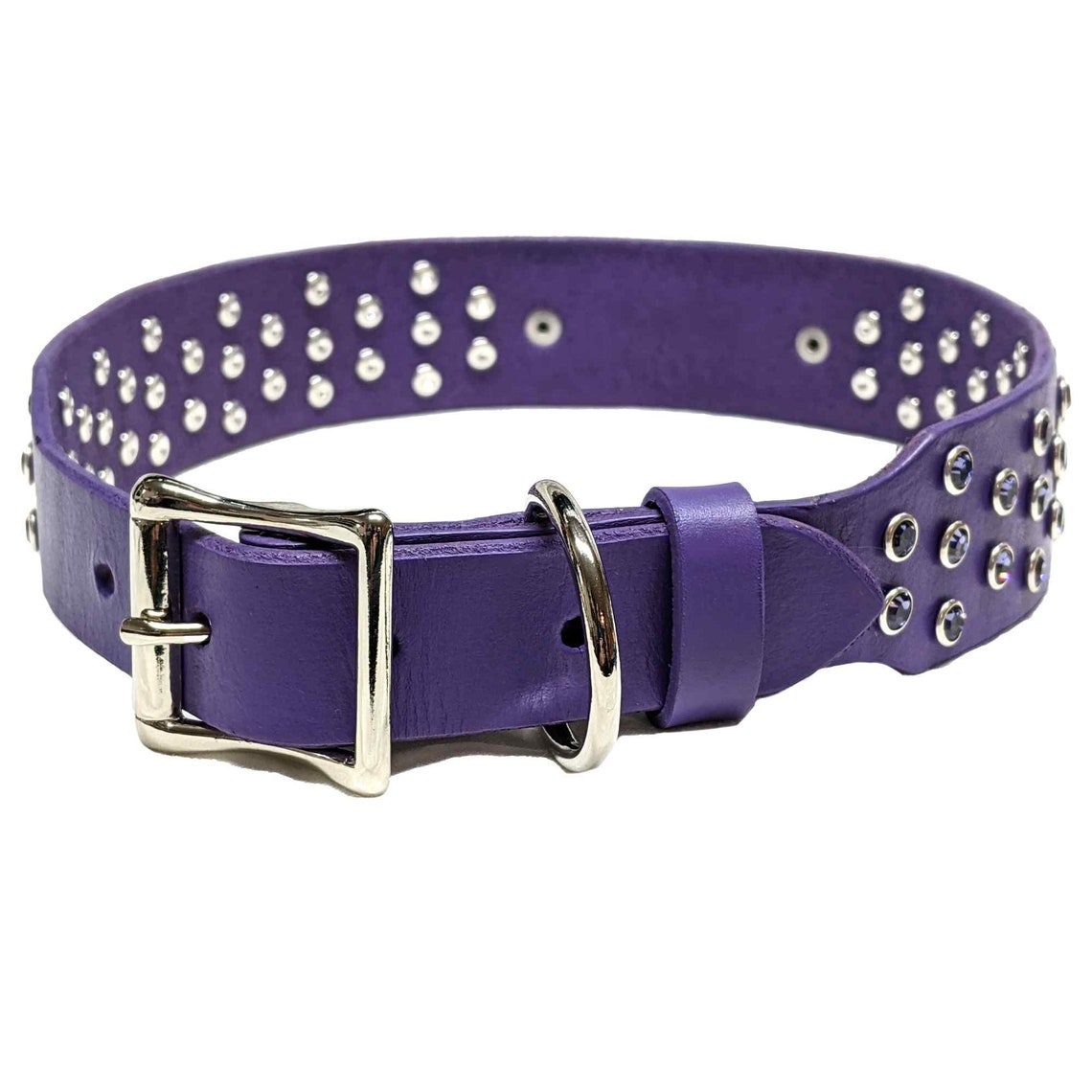 Leather Dog Collar With Crystals Bling Custom Dog Collars Etsy