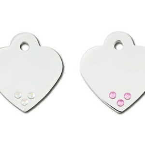 Small Dog Engraved ID Collar Tags with Crystal Rhinestones | Pet ID Tags
