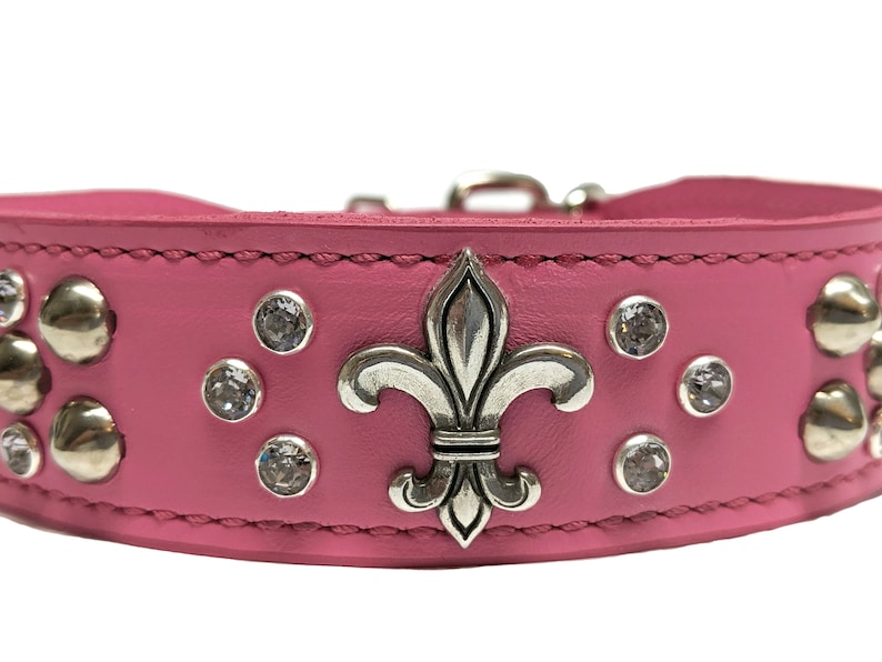 Fleurdelis Dog Collar With Crystals and Studs Mardi Gras Etsy