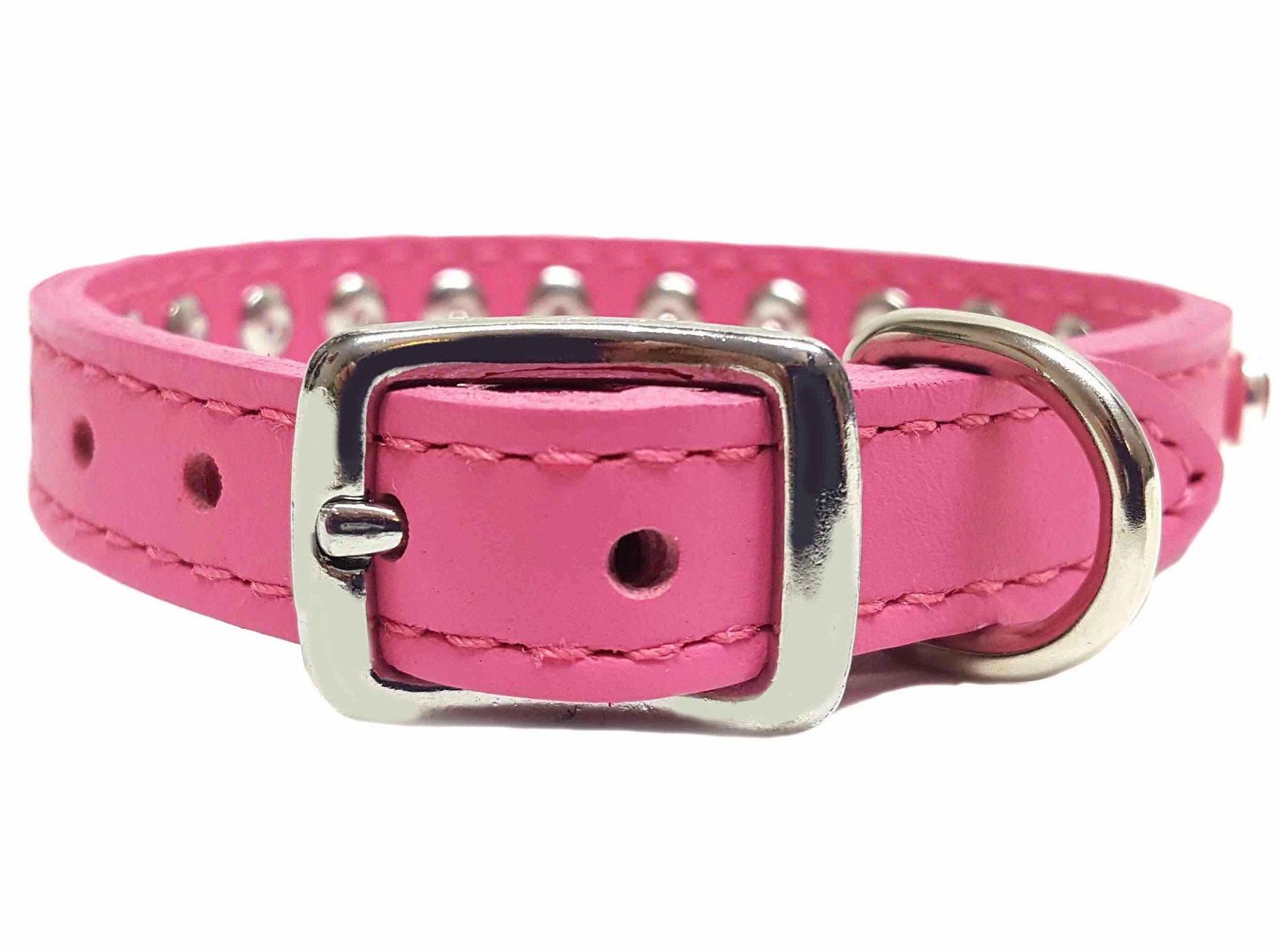 Pink or Purple Leather Dog Collars With Diamante Crystal Etsy