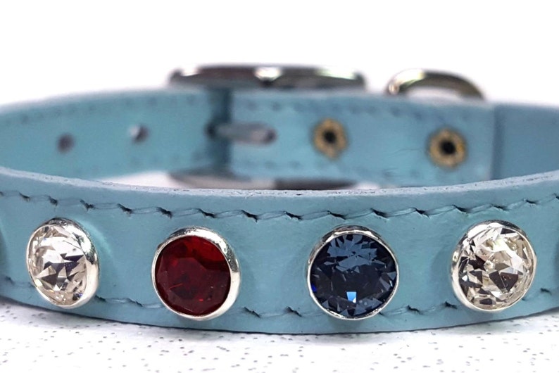 Extra Small Leather Dog Collars With Crystal Rhinestone Bling Etsy