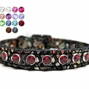 Custom Black Leather Dog Collars with Bling, Custom Bling Cat Collars, Unique Custom Collars, Crystal Rhinestones