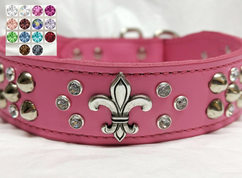 Fleurdelis Dog Collar With Crystals and Studs Mardi Gras Etsy