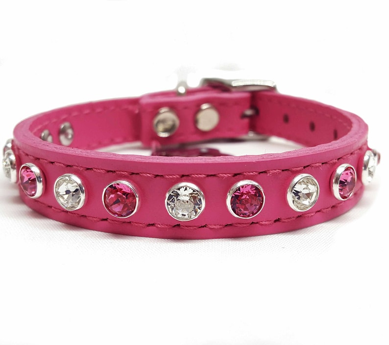 Pink Leather Small Dog Collar Pink Leather Cat Collars With Etsy