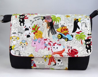 Character Print Messenger Bag