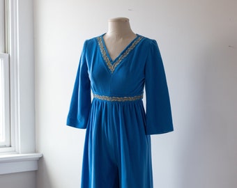 1970s Blue Fleece Lounge Romper by Evelyn Pearson