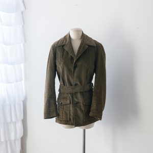 Size L, 1960s Olive Brown Corduroy Jacket with Belt image 1