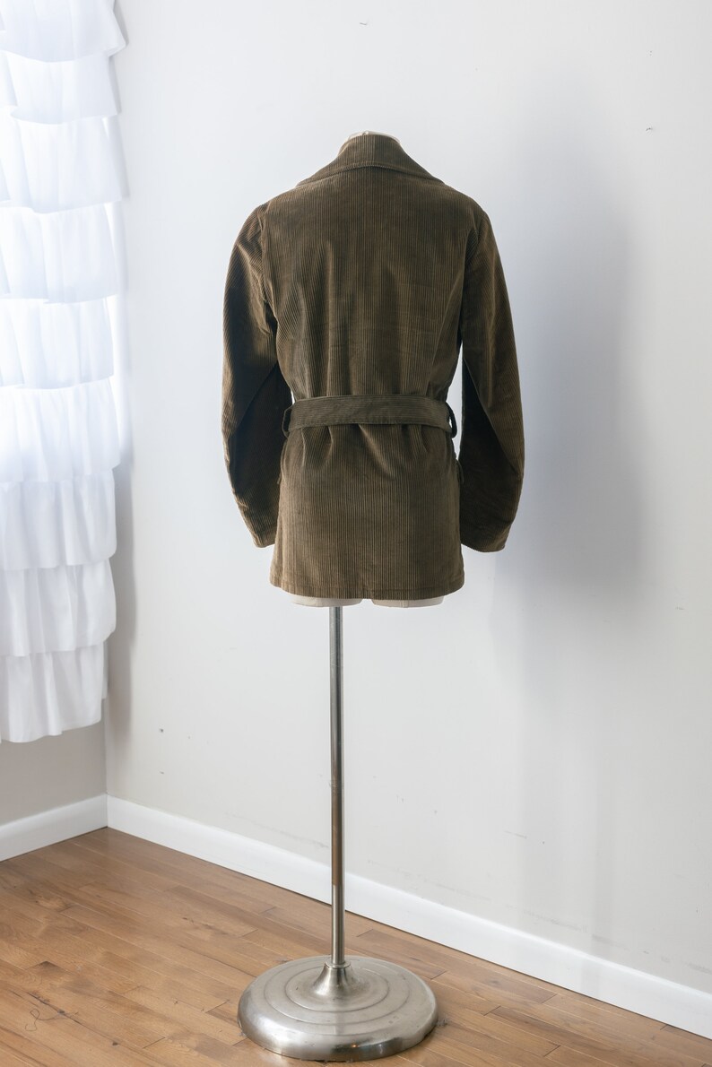 Size L, 1960s Olive Brown Corduroy Jacket with Belt image 3