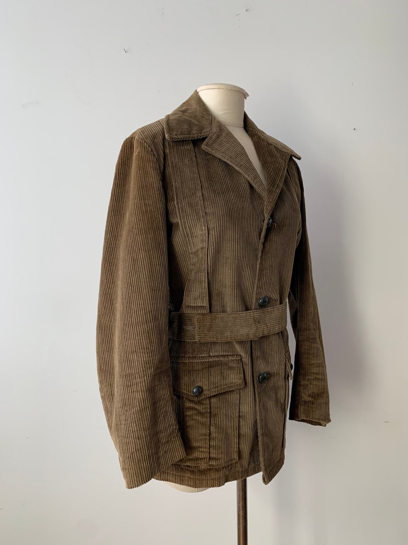 Size L, 1960s Olive Brown Corduroy Jacket with Belt image 8