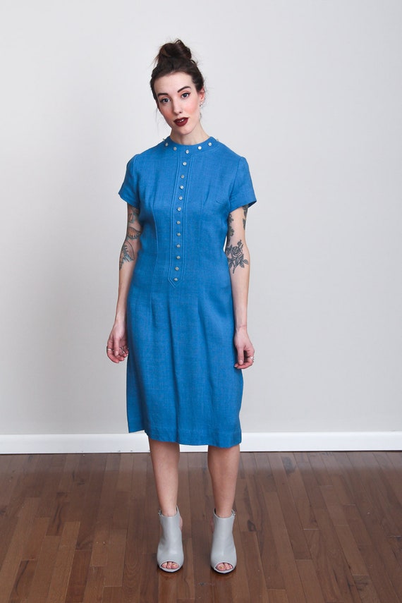 powder blue linen dress