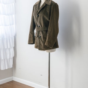 Size L, 1960s Olive Brown Corduroy Jacket with Belt image 2