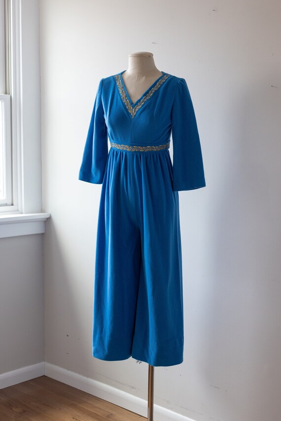 1970s Blue Fleece Lounge Romper by Evelyn Pearson