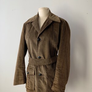 Size L, 1960s Olive Brown Corduroy Jacket with Belt image 6