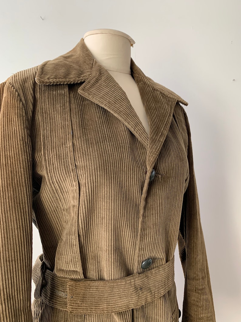 Size L, 1960s Olive Brown Corduroy Jacket with Belt image 7