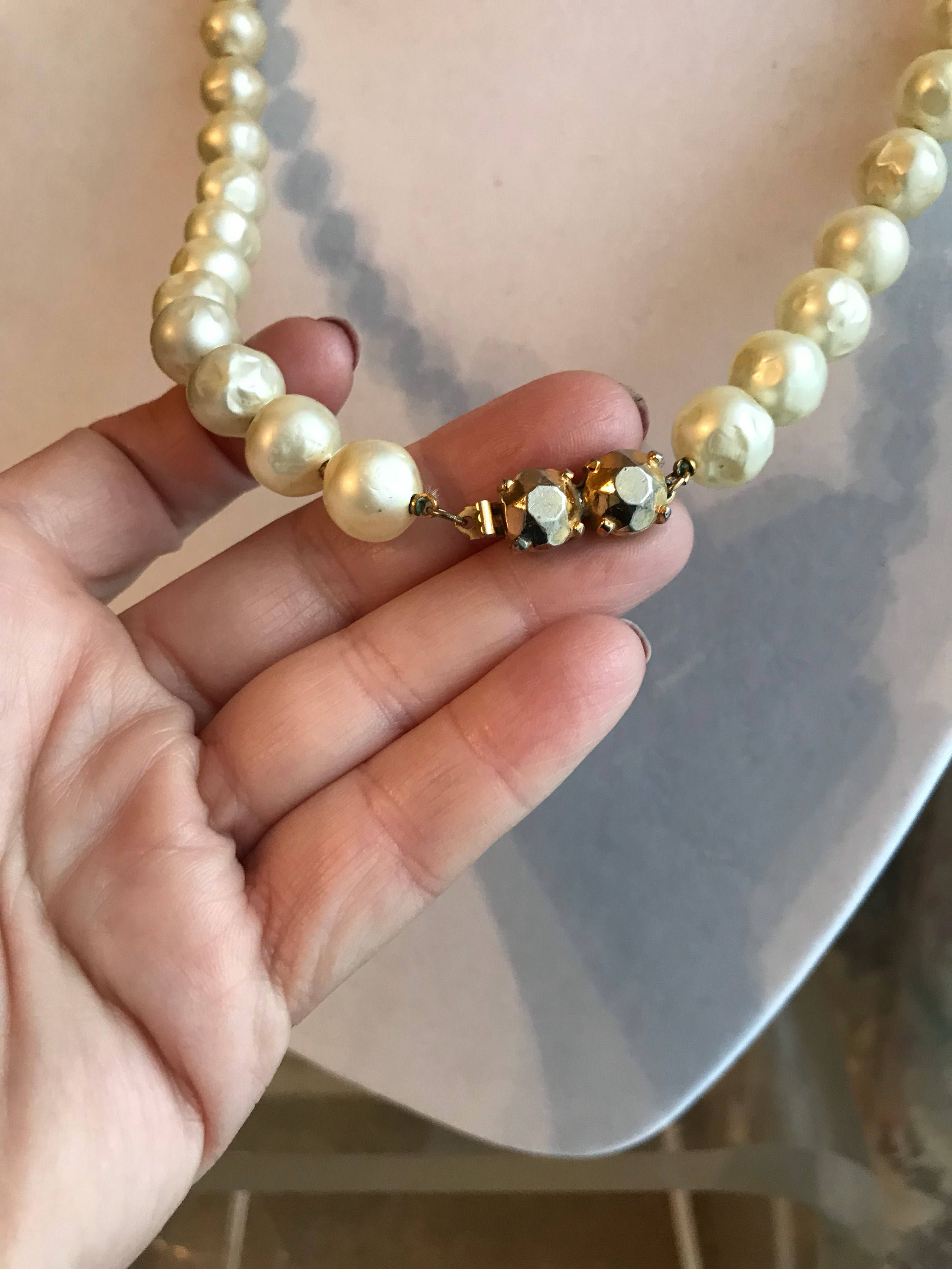 Hattie Carnegie ネックレス フェイクパール 天然石