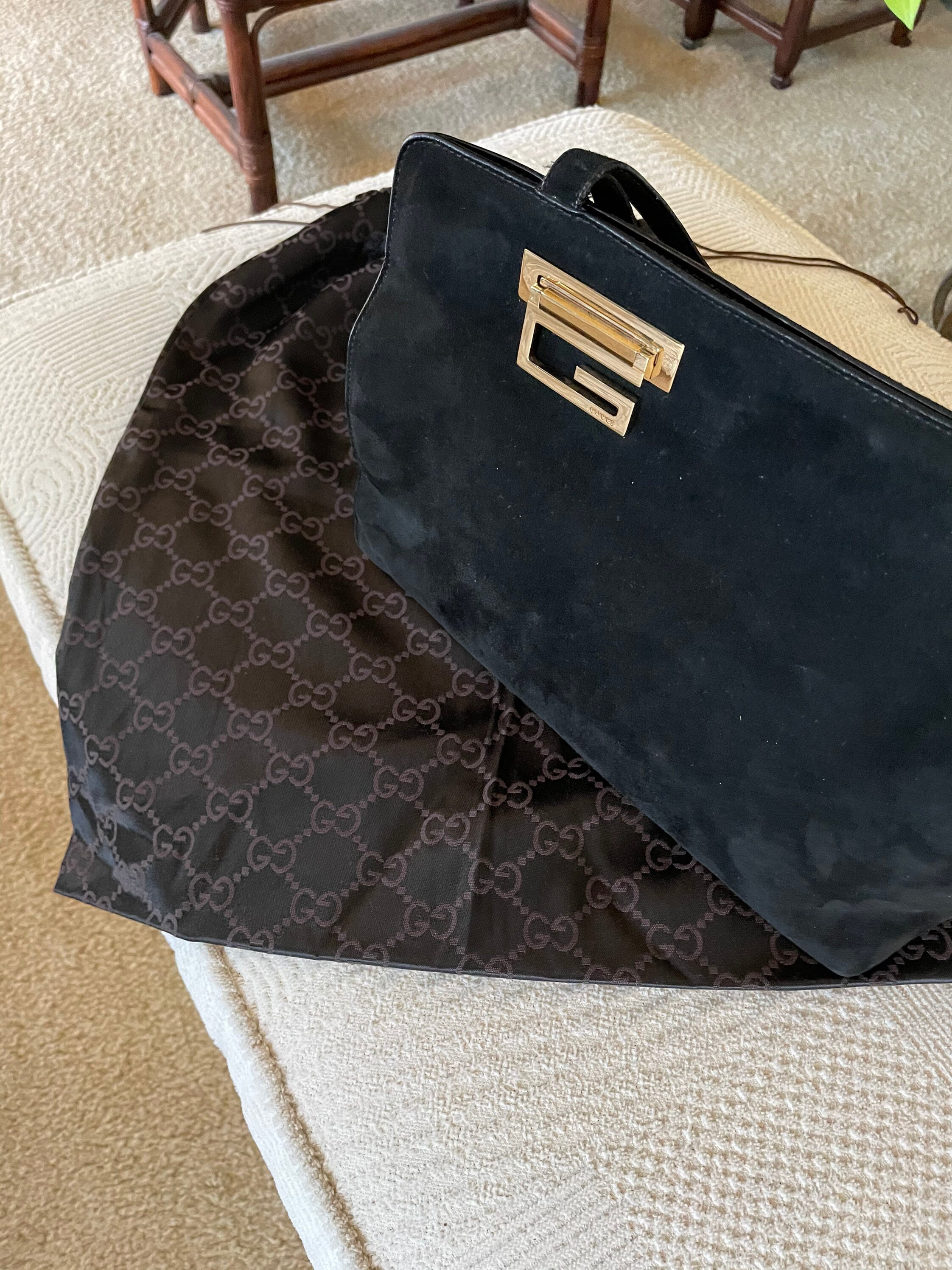 Gucci Black Suede Handbag Etsy UK