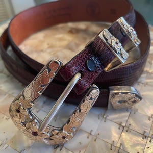 Richard Stump 925 Sterling 14K Gold Ruby Western‎ Buckle Horsehair Belt 32 VTG Richard Stump Rubies w/ 14K Gold Buckle Set 1.0 – Tom Taylor  main image 3