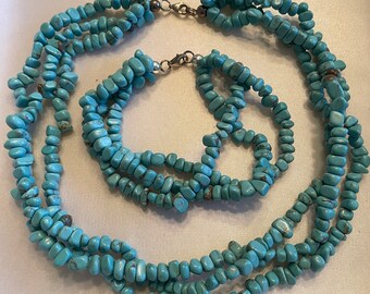 Turquoise necklace and bracelet set