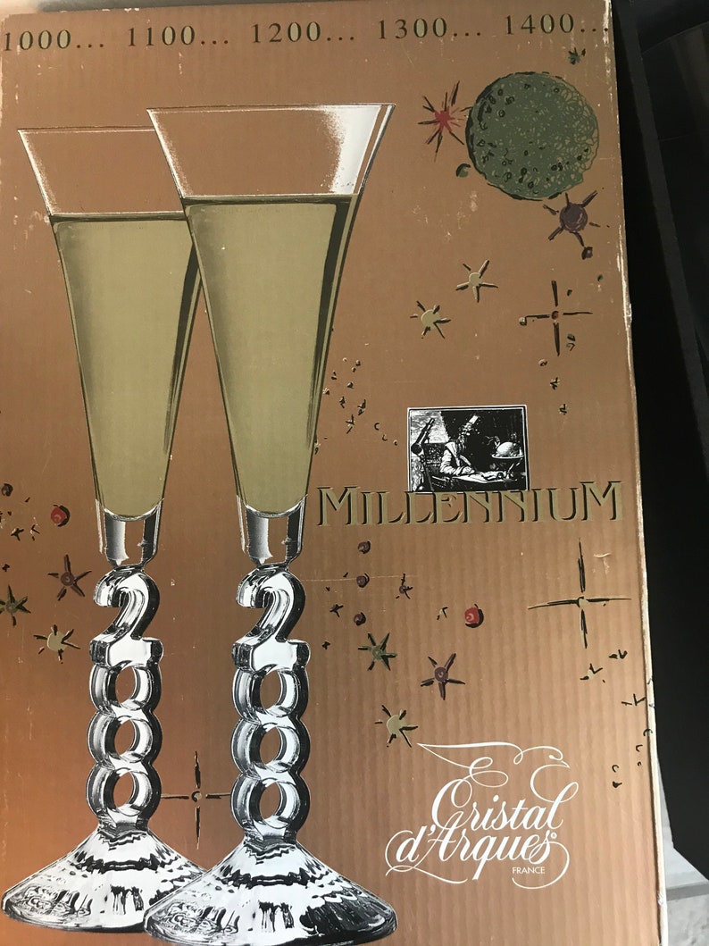 Cristal D Arques Champagne Glasses Year 2000 Etsy