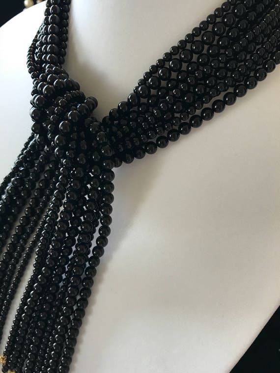 Black onyx beaded necklace