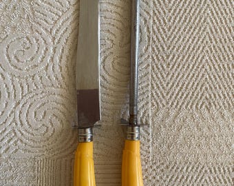 1950 s knife and sharpener set with Bakelite handles