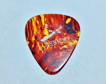 Vintage Early 1950's Fender Classic Tortoise Shell Designed Celluloid Guitar Pick - Medium