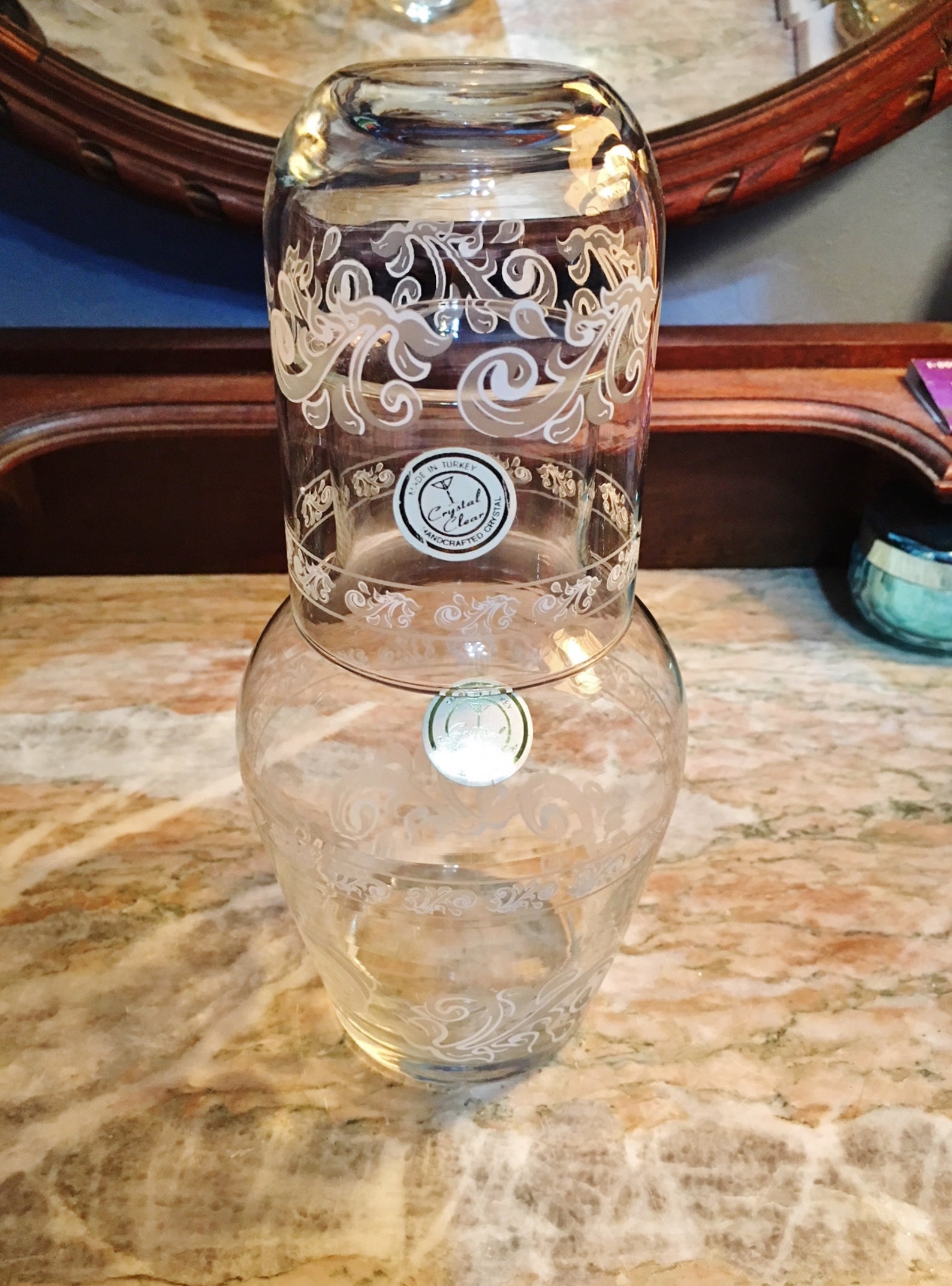 Vintage Handcrafted Crystal Nightstand Water Carafe and Glass Etsy